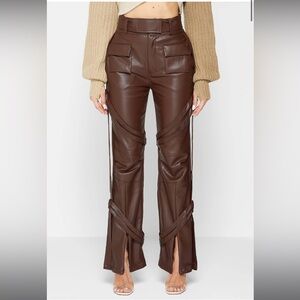 Leather carpenter cargo trousers